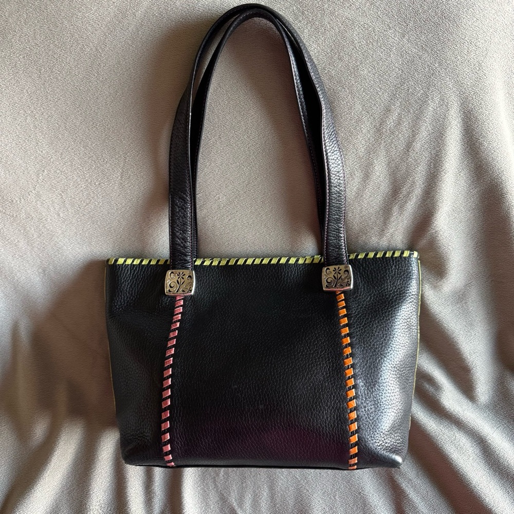 Brighton Black Leather Tote Bag